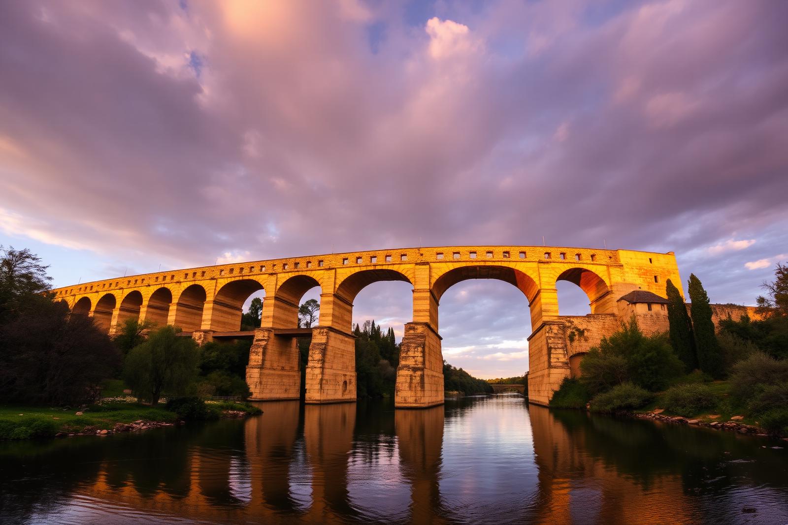Pont du Gard au coucher du soleil